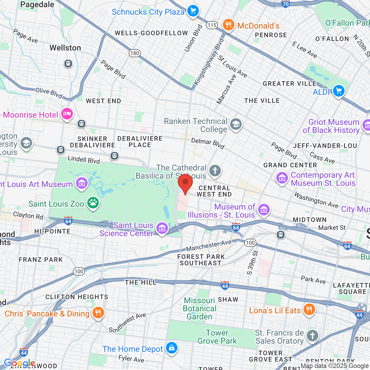 Google map image of our location in 4921 Parkview Place St. Louis, MO